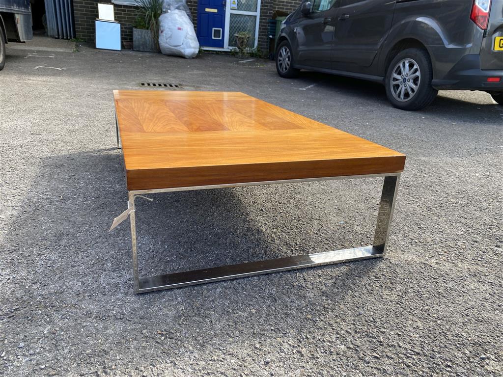 A mid century design rectangular chrome coffee table, width 140cm, depth 70cm, height 30cm